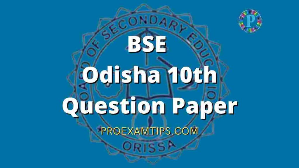 BSE Odisha 10th Question Paper